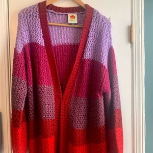 Farm Rio Striped Colorful Bright Long Cardigan